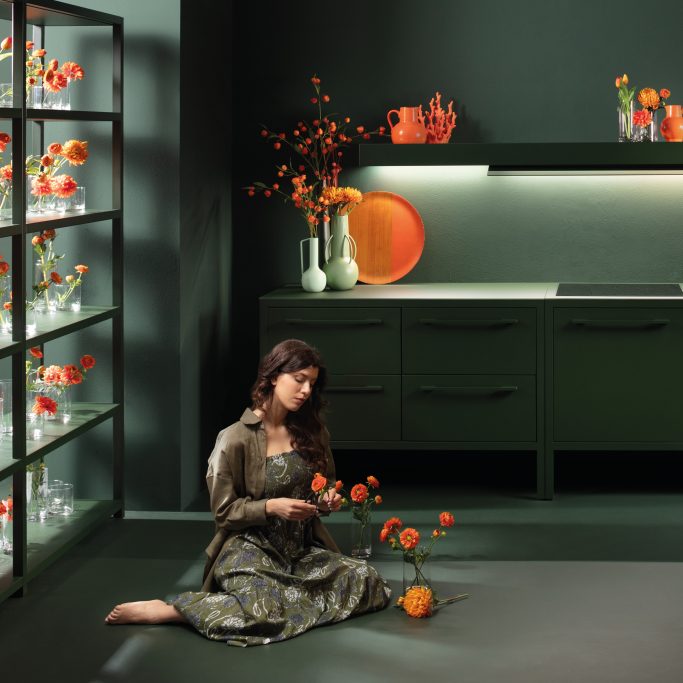 FRAME Kitchen + UNO open kast + Kleur:  Forest Green