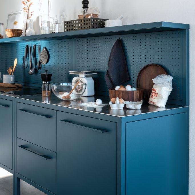 FRAME Kitchen + INOX Top - Kleur Ocean Blue